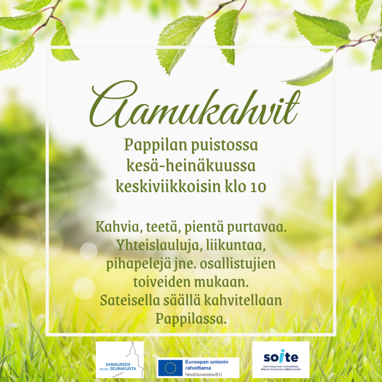 Puistokahvit Mainos tapahtumasta.