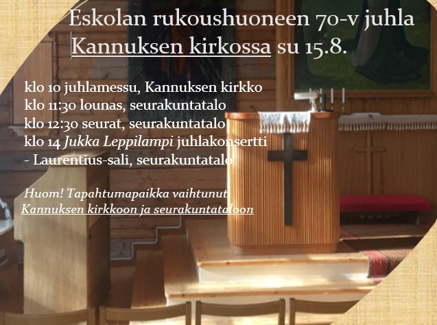 Eskolan rukoushuone 70-vuotisjuhla Eskolan rukoushuoneen 70-v juhla