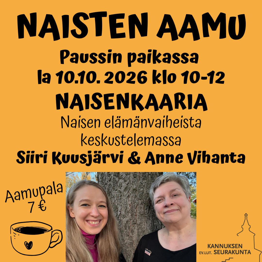 Naisten aamu la 10.10. klo 10-12 Paussin paikassa