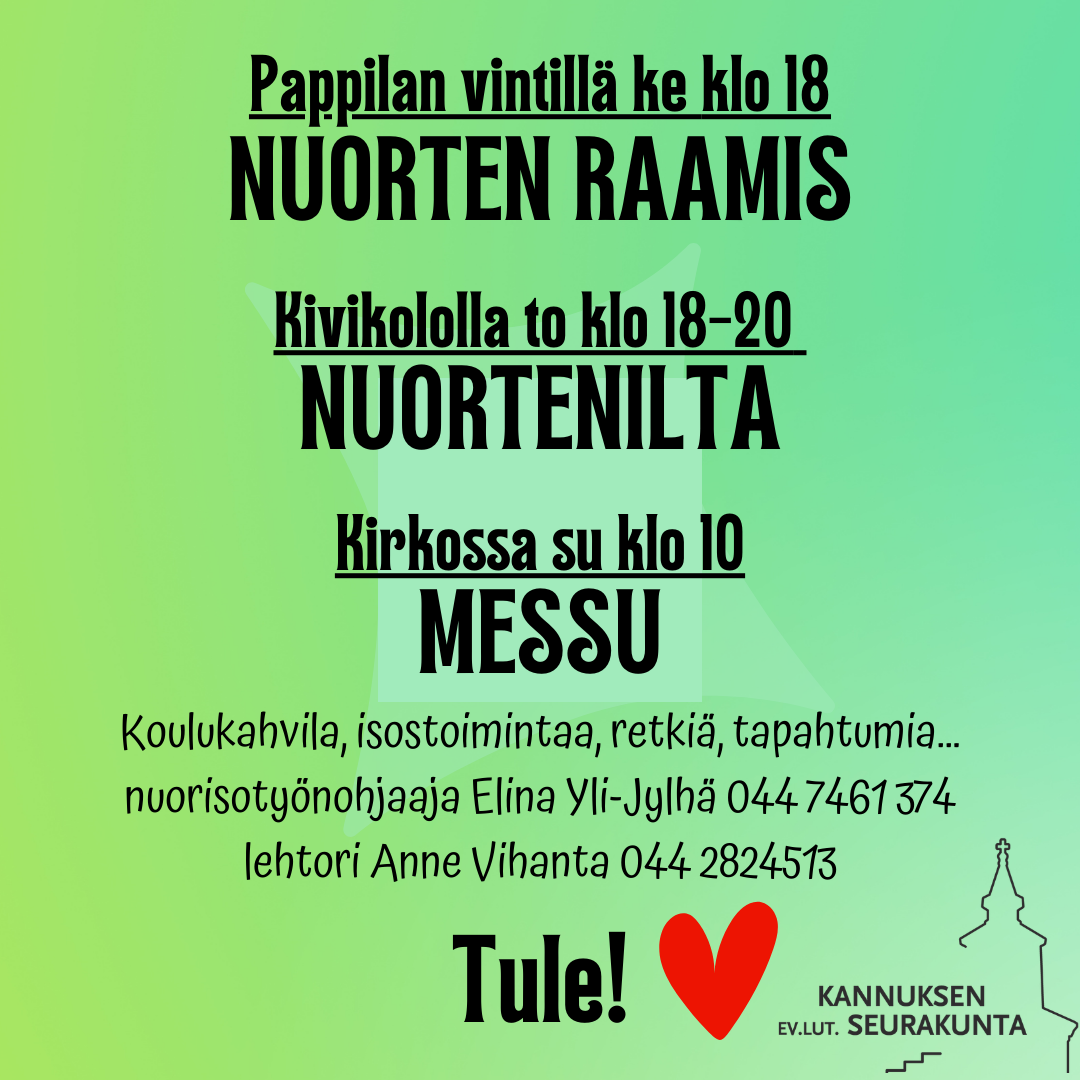 Nuortenilta to klo 18.15 Kivikololla