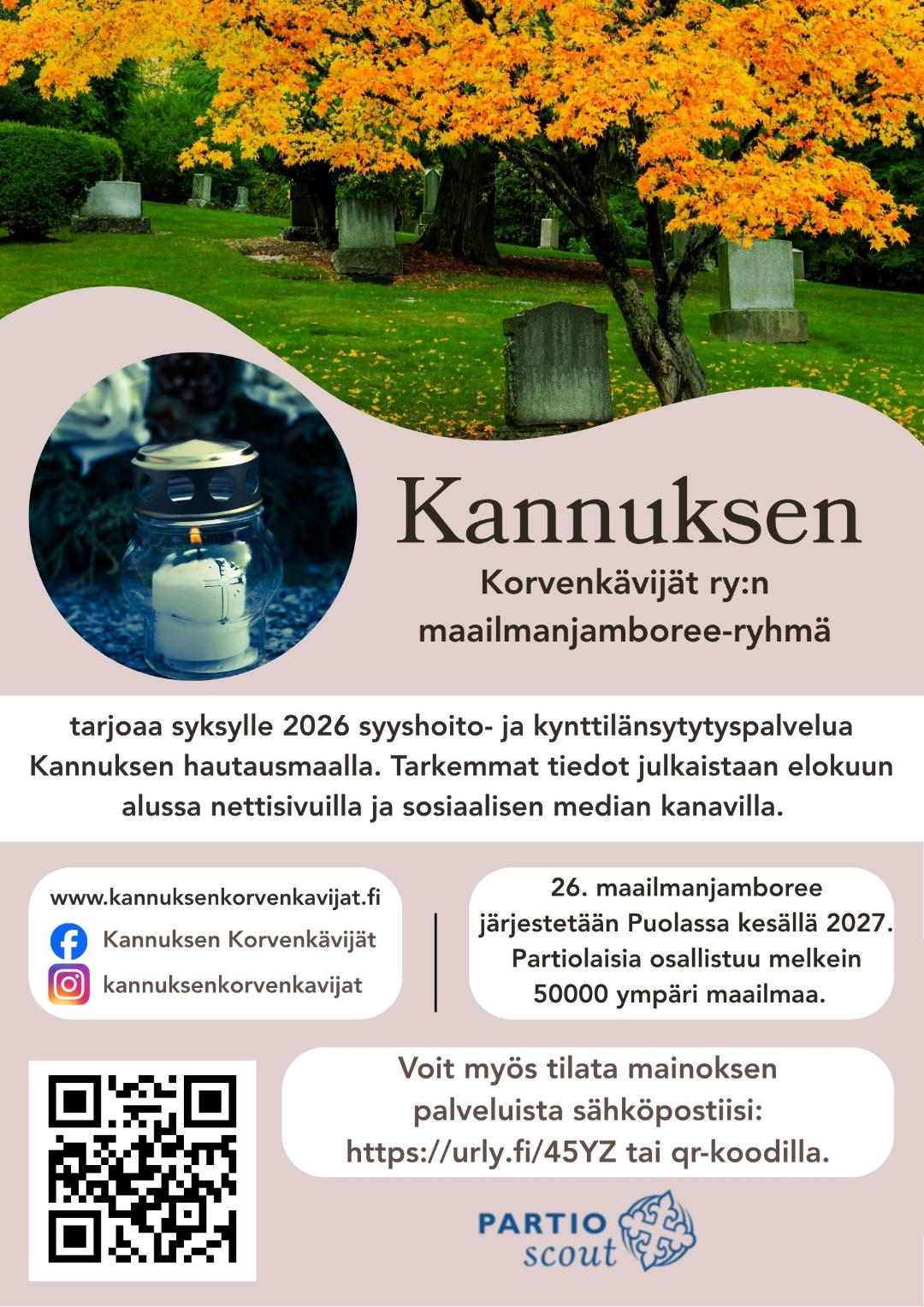 Tilaa haudalle syksykukkia ja / tai kynttilänsytytyspalvelu